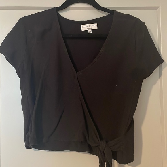 Madewell Black Wrap Top - Picture 1 of 2